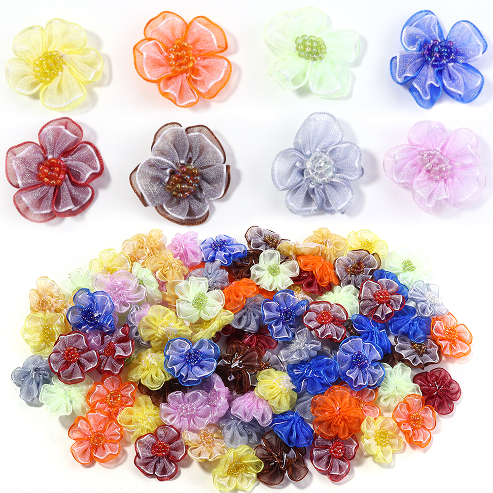 Sewing Tas - 10Pcs/Lot Mesh Flower Applique For DIY