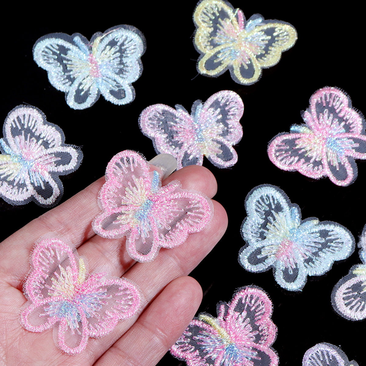 Sewing Tas - 20Pcs 3X4CM Butterfly Cloth Patches Colorful