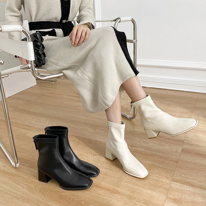 Sewing Nylon - Women's boots Maillard stretch French short