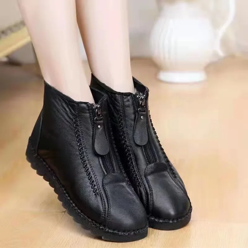 Winter Women Ankle Boots Fashi - Sewing Front Zipper บทวิจารณ์และราคา