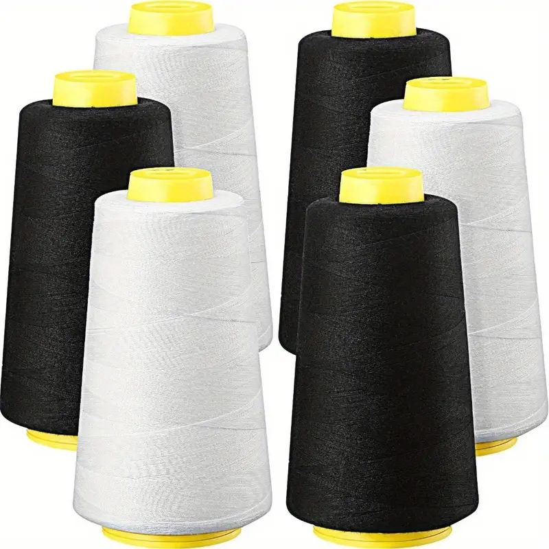 3 Black + 3 White Overlock Thr - Serger Thread Cone บทวิจารณ์และราคา