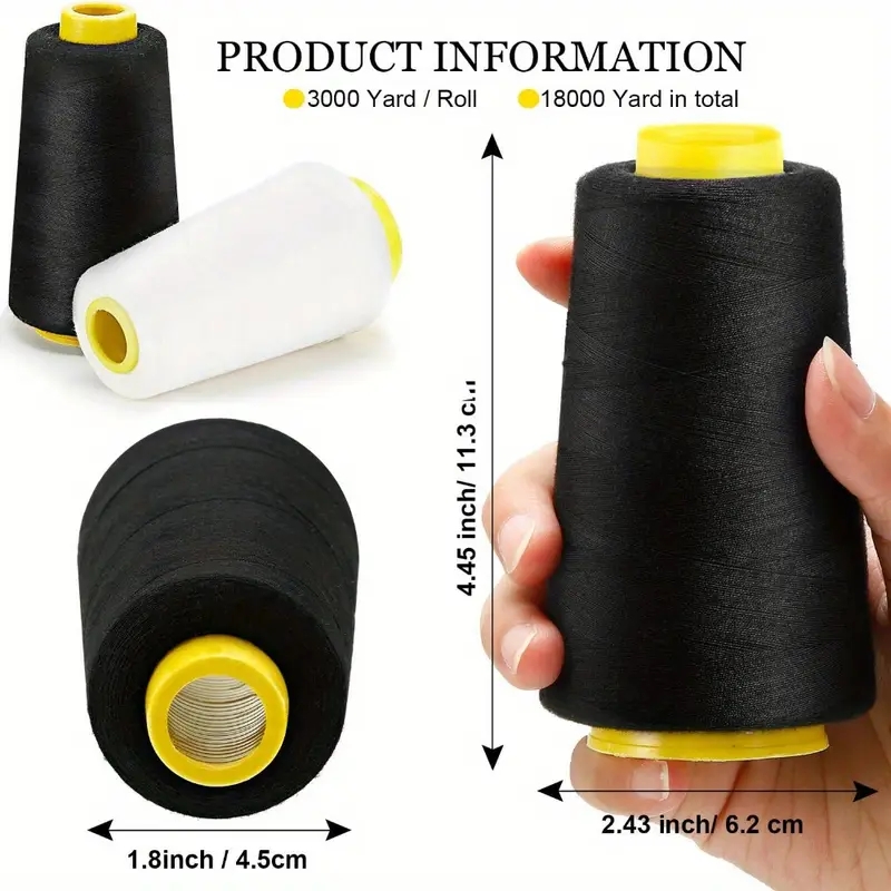 3 Black + 3 White Overlock Thr - Serger Thread Cone บทวิจารณ์และราคา