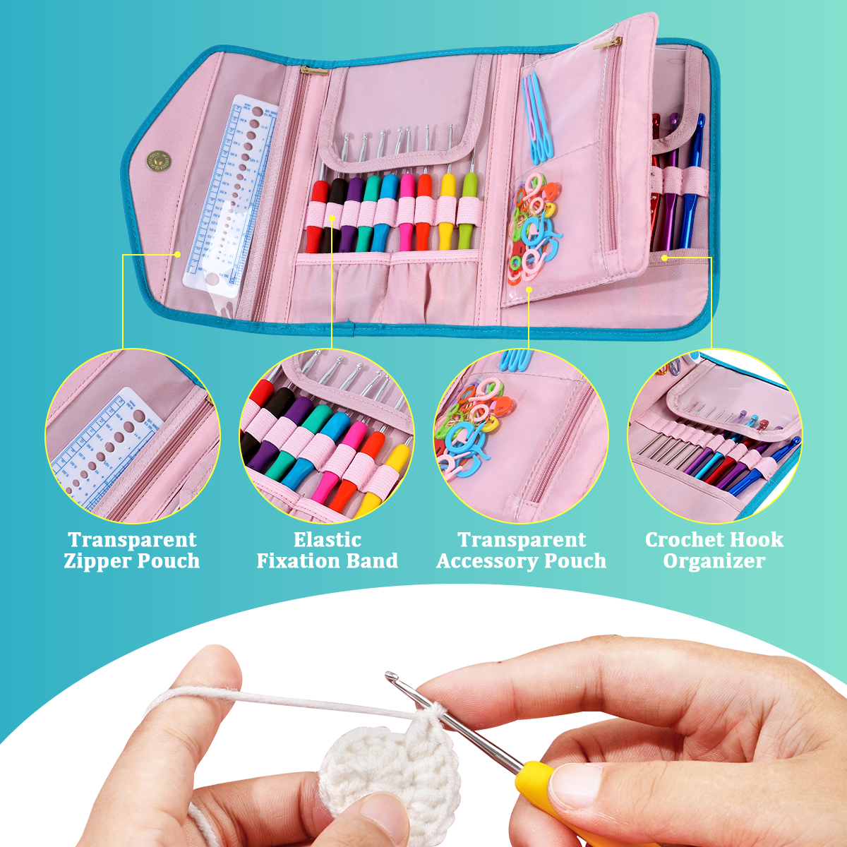 Portable Crochet Hooks Organiz - Sewing Tas บทวิจารณ์และราคา