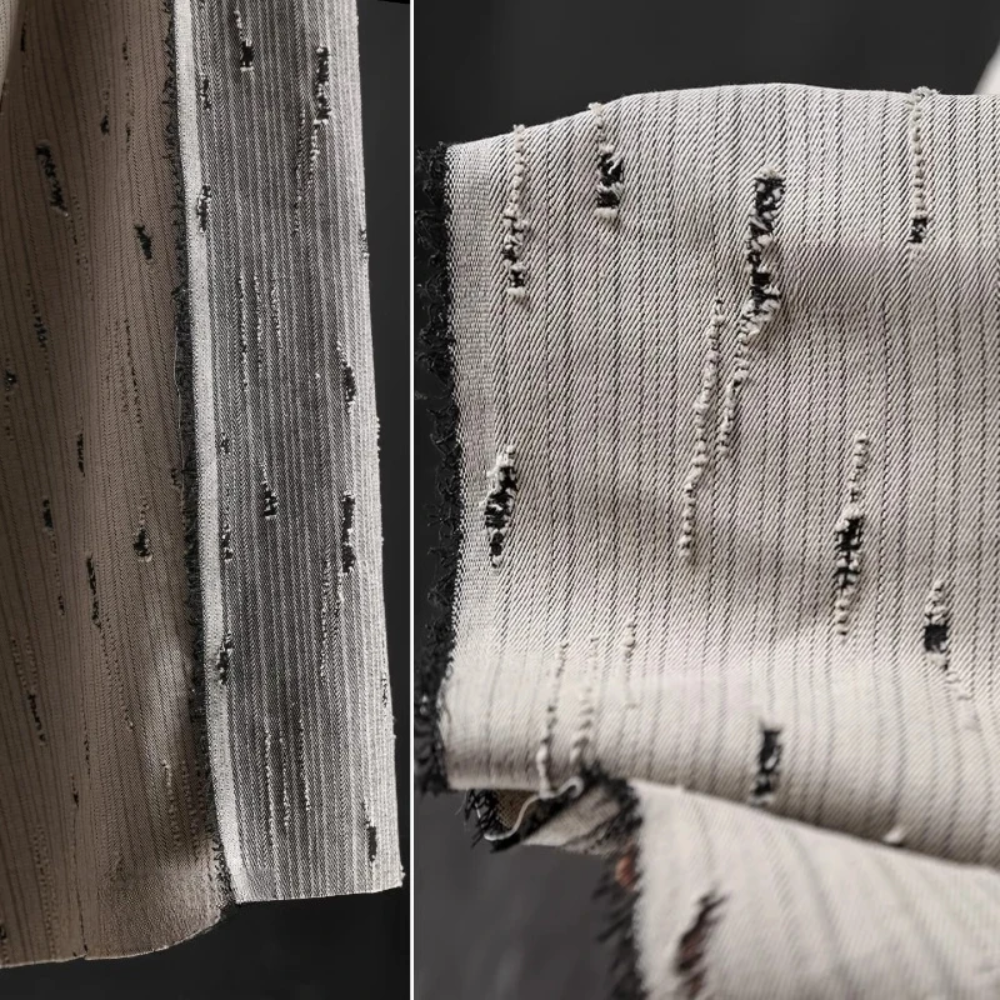 Striped Denim Cotton Jacquard  - Sewing Recycling บทวิจารณ์และราคา
