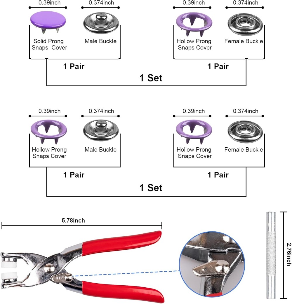 200 Set Snap Button Kit, 9.5mm - Sewing Fabric บทวิจารณ์และราคา