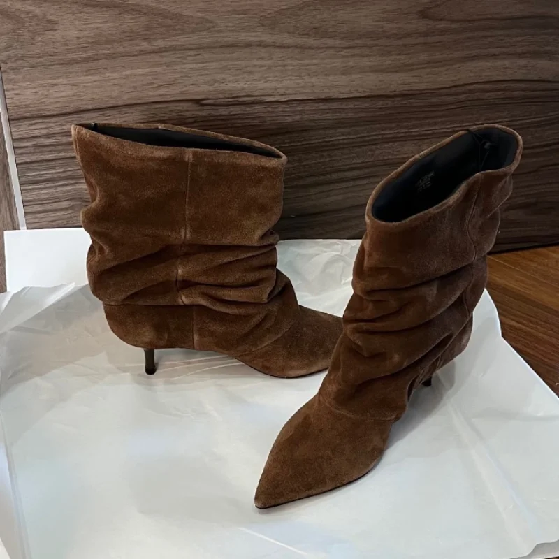 Women Stack Boot,Designer Poin - Sewing Nylon บทวิจารณ์และราคา