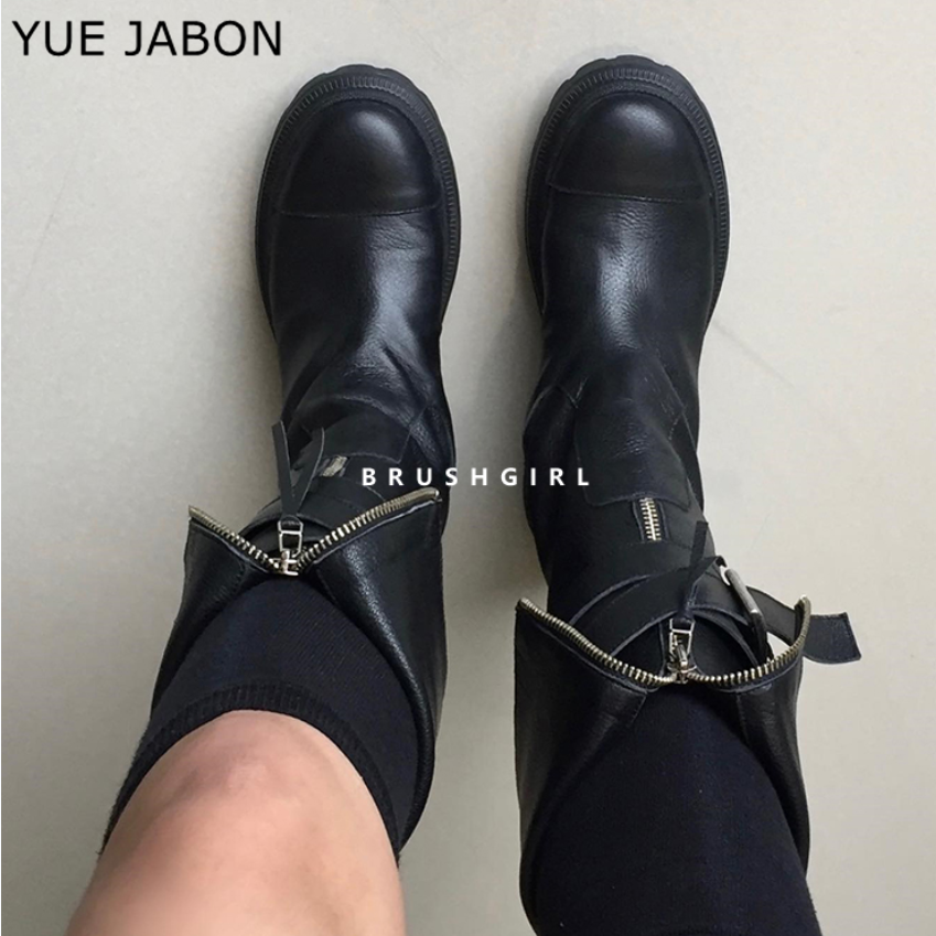 Black Genuine Leather Women Bo - Sewing Front Zipper บทวิจารณ์และราคา